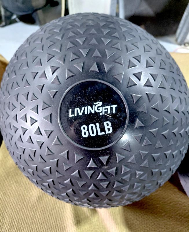 Photo 1 of NEW IN BOX 90LB BLACK WORKOUT SLAM BALL FROM LIVING FIT
