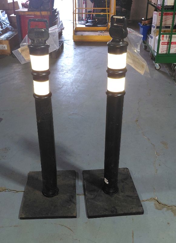 Photo 1 of 2- CORTINA EZ GRAB SAFETY DELINEATOR 45" POST IN BLACK WITH HIGH-INTENSITY REFLECTIVE STRIPES