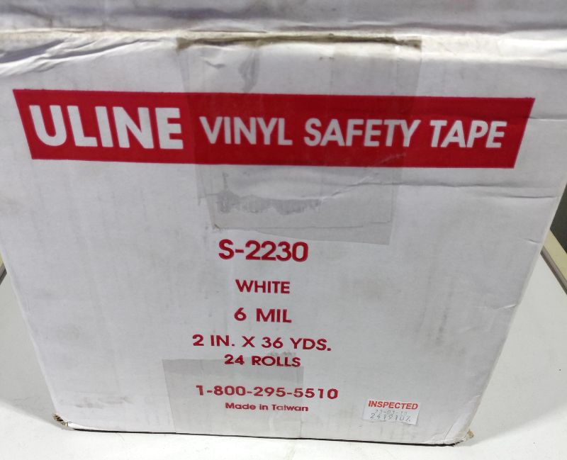 View 2 of 18-NEW ROLLS ULINE S-2230 WHITE INDUSTRIAL VINYL SAFETY TAPE - 2" X 36 YDS