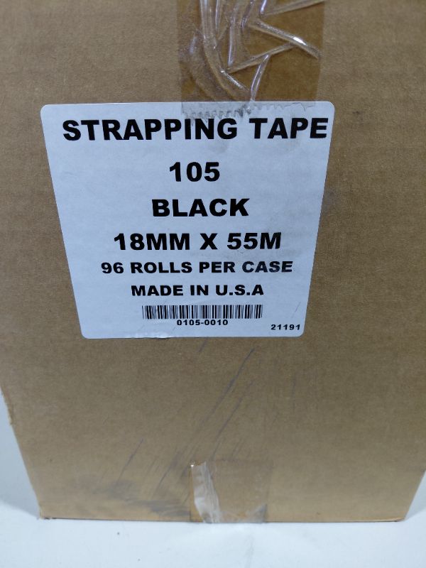 Photo 1 of (QUANTITY 93) NEW ROLLS BLACK STRAPPING TAPE 105 18MM X 55M