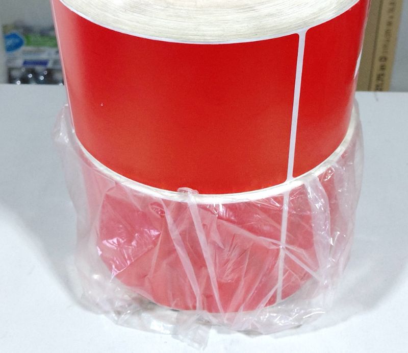 Photo 1 of (QUANTITY 2) NEW UNLINE S-5955R INDUSTRIAL THERMAL TRANSFER LABELS - RED, 4 X 6", RIBBONS REQUIRED