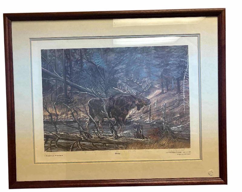 Photo 1 of WOOD FRAMED SIGNED NUMBERED ART PRINT EVIL KNIEVEL “BEWARE” 1978 565/1000 29.5” X 24” X 1”
