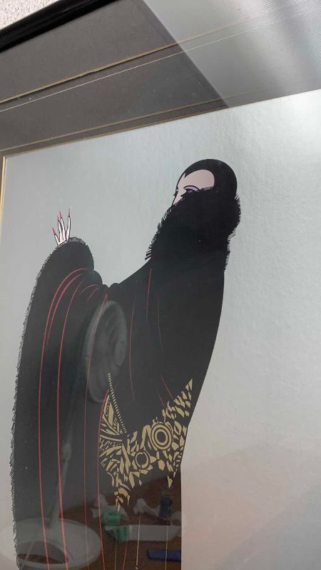 Photo 1 of 1980 MATTED ERTE “SOIRÉE” SERIGRAPH LITHOGRAPH ON SILVER FOIL 29” X 39”