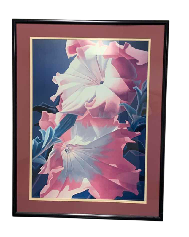 Photo 1 of MATTED ABSTRACT FLORAL PRINT 28” X 37”