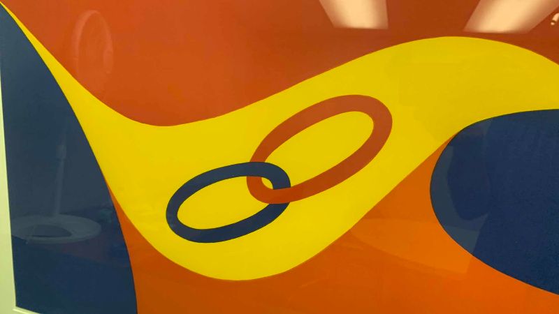 Photo 1 of VINTAGE ALEXANDER CALDER 1974 “FRIENDSHIP” SIGNED COLOR LITHOGRAPH "FLYING COLORS COLLECTION" EMBOSSED DRY STAMP 34” X 29”
