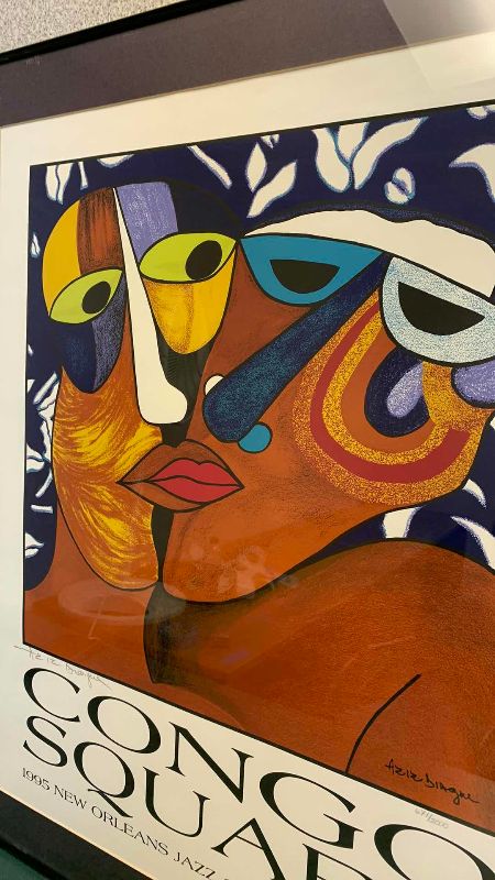 Photo 1 of 1995 NEW ORLEANS JAZZ AND HERITAGE FESTIVAL “CONGO SQUARE” SIGNED AND NUMBERED PRINT 671/2000 26” X 32”