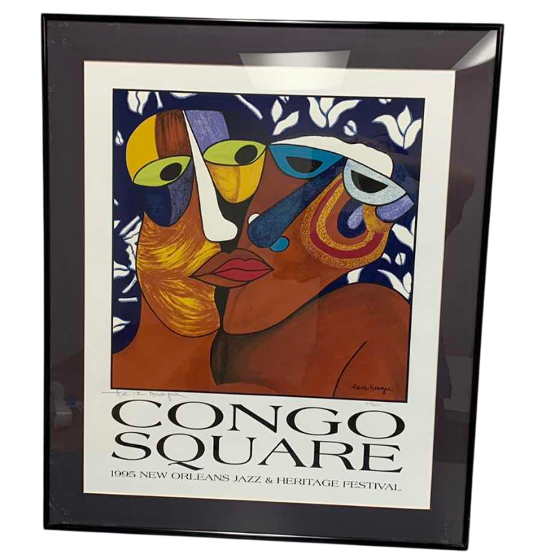 Photo 1 of 1995 NEW ORLEANS JAZZ AND HERITAGE FESTIVAL “CONGO SQUARE” SIGNED AND NUMBERED PRINT 671/2000 26” X 32”