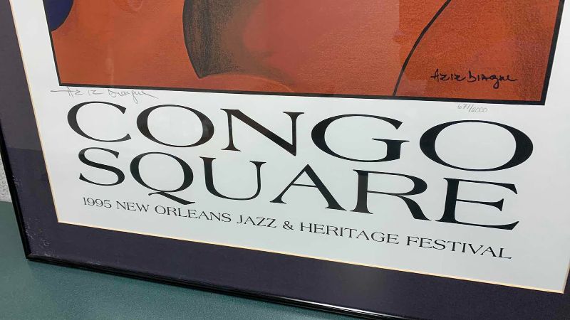 Photo 1 of 1995 NEW ORLEANS JAZZ AND HERITAGE FESTIVAL “CONGO SQUARE” SIGNED AND NUMBERED PRINT 671/2000 26” X 32”