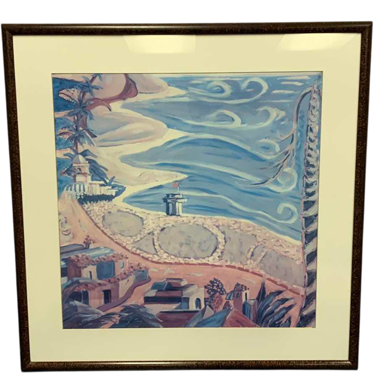 Photo 1 of ABSTRACT BEACH SCENE ART PRINT 29” X 29”