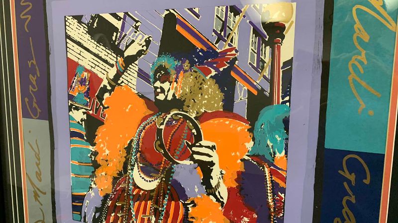 Photo 1 of 1993 NEW ORLEANS MARDI GRAS MATTED ABSTRACT PRINT 32” X 32”