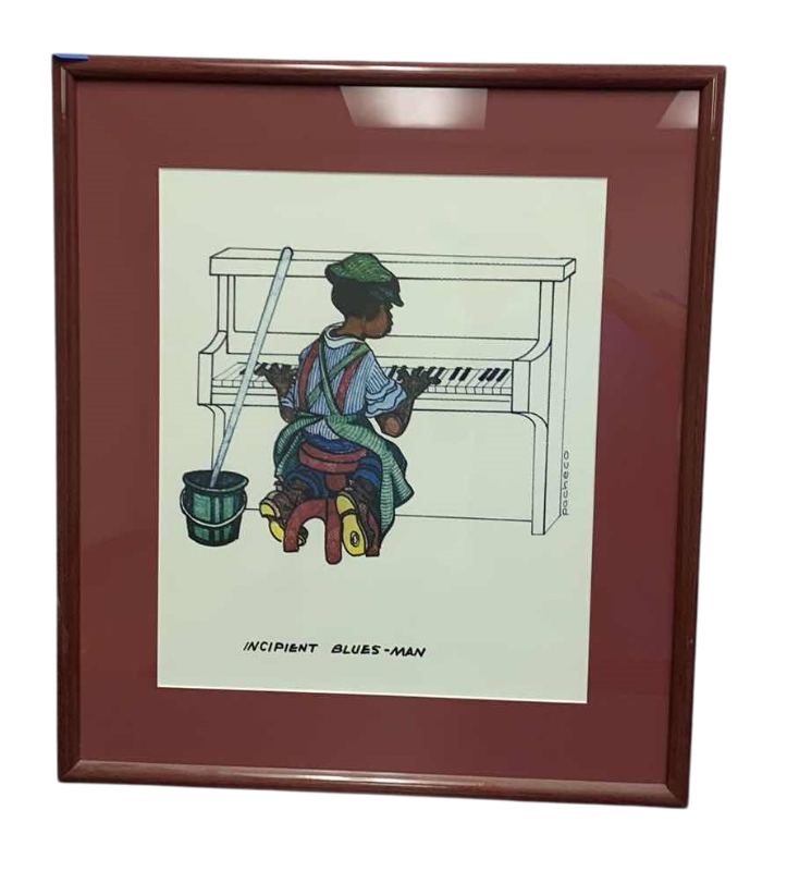 Photo 1 of VINTAGE FERDIE PACHECO “INCIPIENT BLUES-MAN” LITHOGRAPH PRINT 22” X 26”