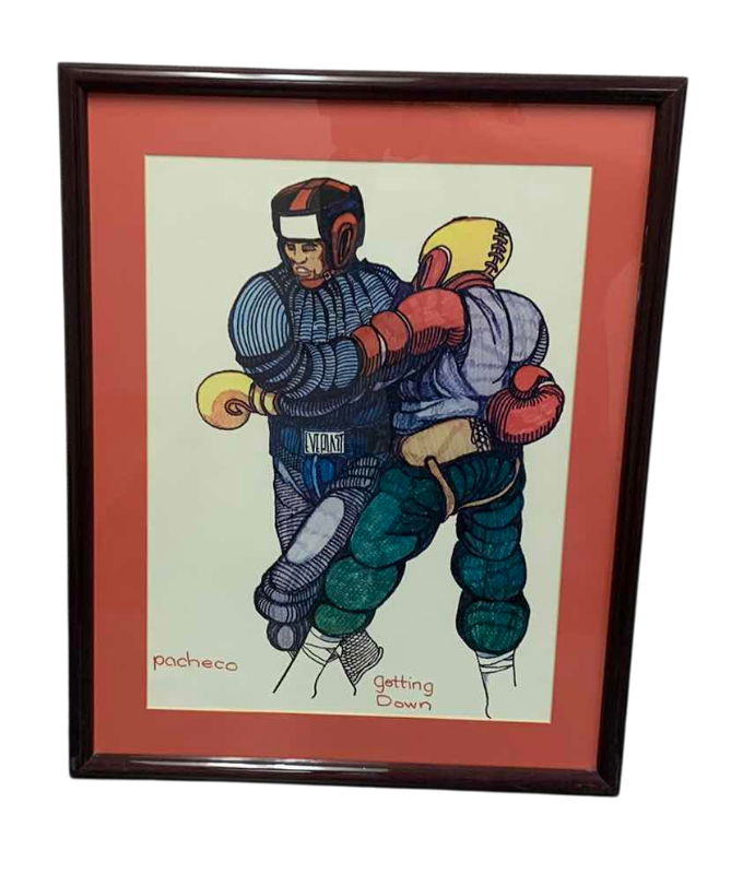 Photo 1 of VINTAGE FERDIE PACHECO “GETTING DOWN” SIGNED LITHOGRAPH PRINT 19” X 25”