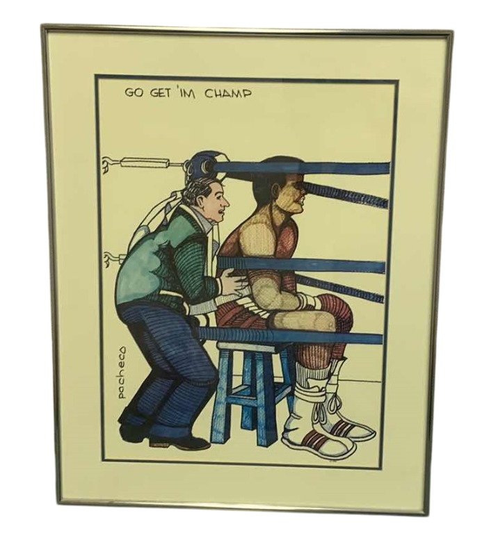 Photo 1 of FERDIE PACHECO “GO GET’IM CHAMP” SIGNED LITHOGRAPH PRINT 19” X 24”