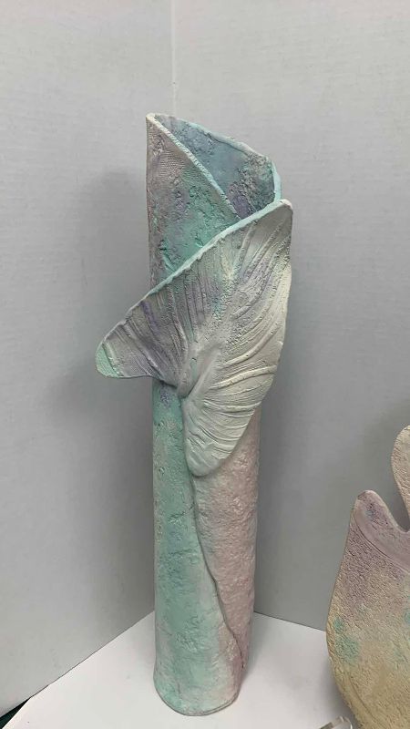 Photo 1 of 2-PLASTER STONE LEAF INSPIRED ARTWORK TALLEST IS 26”