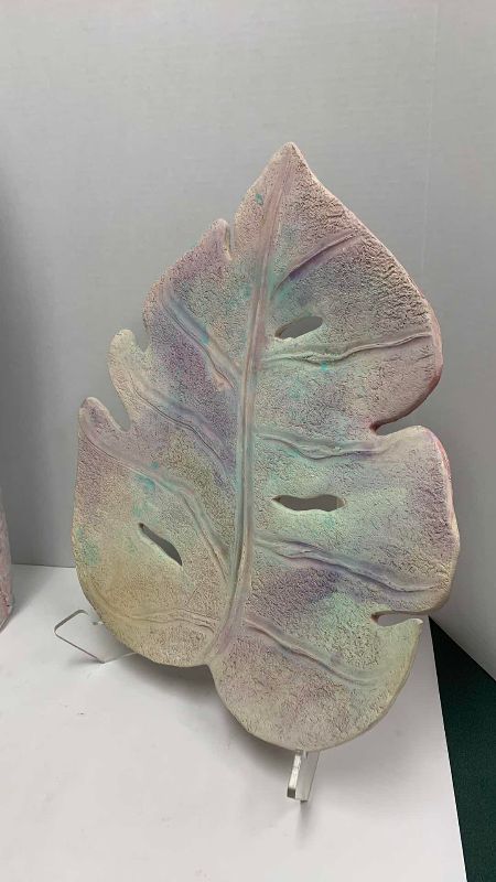 Photo 1 of 2-PLASTER STONE LEAF INSPIRED ARTWORK TALLEST IS 26”