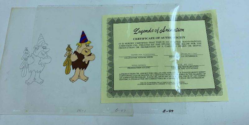 Photo 1 of VINTAGE ORIGINAL HANNA BARBERA LINE ART OF BARNEY/ THE FLINTSTONES B47 12” X 10.5”