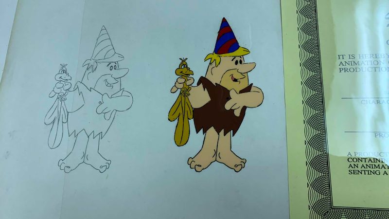 Photo 1 of VINTAGE ORIGINAL HANNA BARBERA LINE ART OF BARNEY/ THE FLINTSTONES B47 12” X 10.5”
