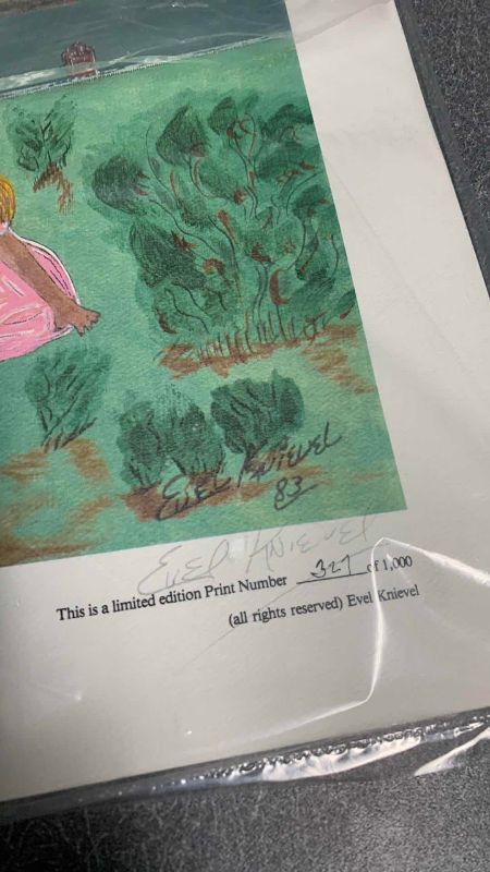 Photo 1 of 12-VINTAGE EVEL KNIEVEL SIGNED AND NUMBERED PRINTS “UPSIDE DOWN”  17” X 14”