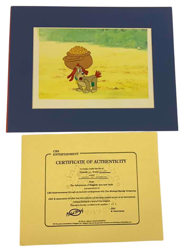 Photo 1 of VINTAGE COLLECTOR CELL WITH COA FROM THE ADVENTURES OF RAGGEDY ANN AND ANDY “SACRED CAT ADVENTURE” 14” X 11”