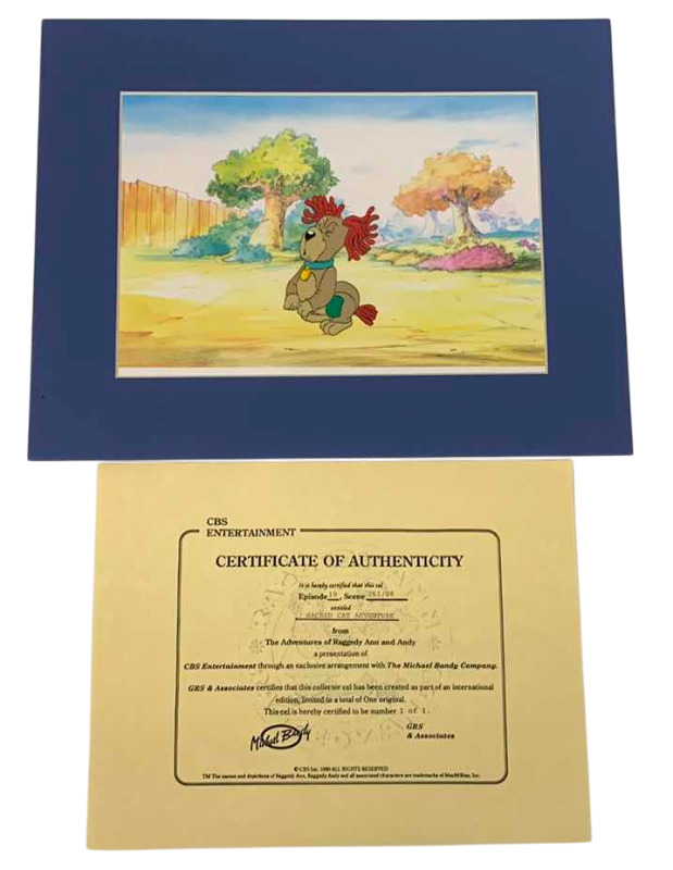 Photo 1 of VINTAGE COLLECTOR CELL WITH COA FROM THE ADVENTURES OF RAGGEDY ANN AND ANDY “SACRED CAT ADVENTURE” 14” X 11”