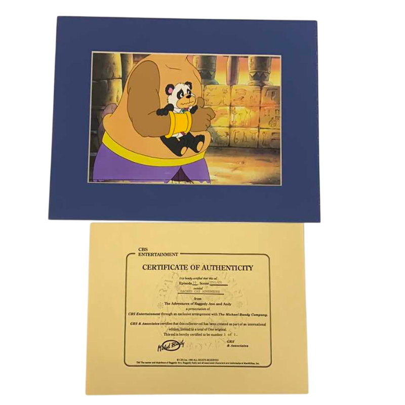 Photo 1 of VINTAGE COLLECTOR CELL WITH COA FROM THE ADVENTURES OF RAGGEDY ANN AND ANDY “SACRED CAT ADVENTURE” 14” X 11”