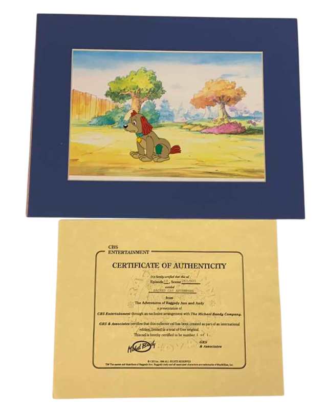 Photo 1 of VINTAGE COLLECTOR CELL WITH COA FROM THE ADVENTURES OF RAGGEDY ANN AND ANDY “SACRED CAT ADVENTURE” 14” X 11”