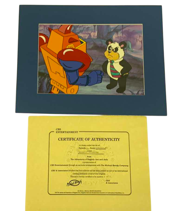 Photo 1 of VINTAGE COLLECTOR CELL WITH COA FROM THE ADVENTURES OF RAGGEDY ANN AND ANDY “MEGAMITE ADVENTURE” 14” X 11”