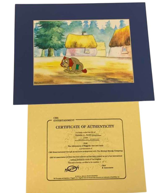 Photo 1 of VINTAGE COLLECTOR CELL WITH COA FROM THE ADVENTURES OF RAGGEDY ANN AND ANDY “SACRED CAT ADVENTURE” 14” X 11”