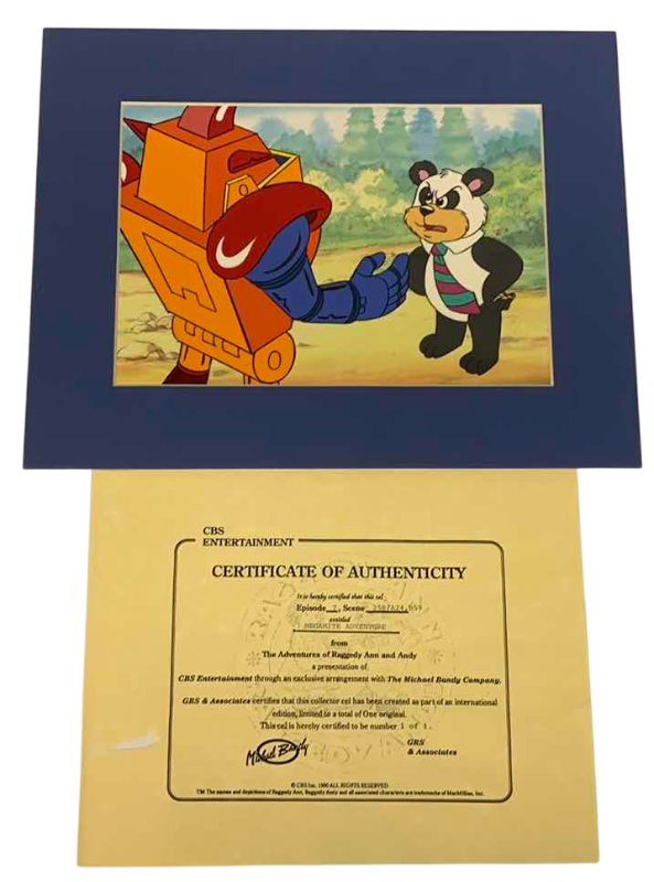 Photo 1 of VINTAGE COLLECTOR CELL WITH COA FROM THE ADVENTURES OF RAGGEDY ANN AND ANDY “MEGAMITE ADVENTURE” 14” X 11”