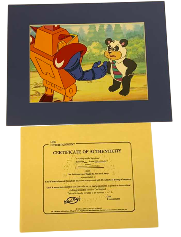 Photo 1 of VINTAGE COLLECTOR CELL WITH COA FROM THE ADVENTURES OF RAGGEDY ANN AND ANDY “MEGAMITE ADVENTURE” 14” X 11”