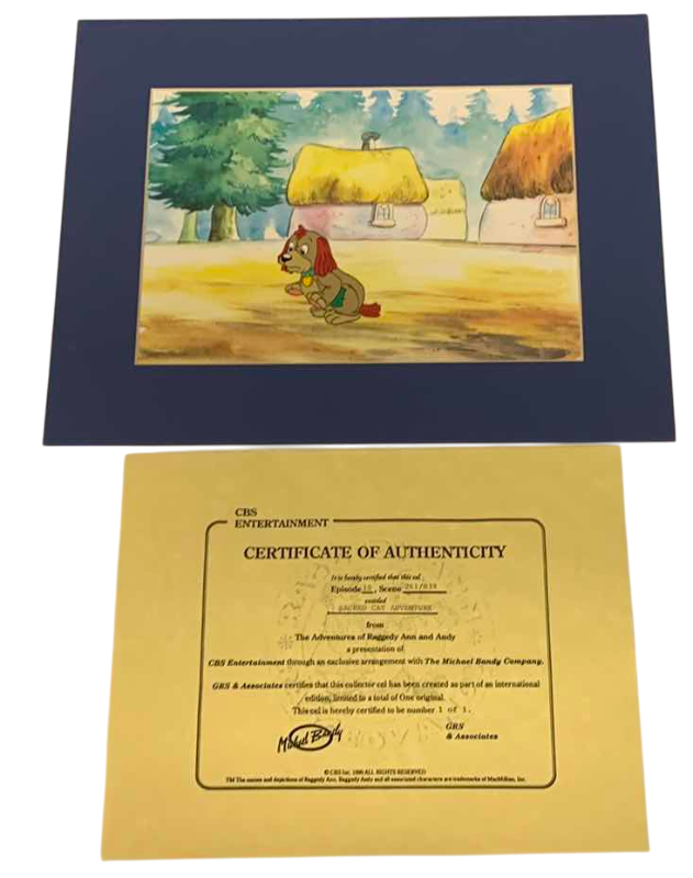 Photo 1 of VINTAGE COLLECTOR CELL WITH COA FROM THE ADVENTURES OF RAGGEDY ANN AND ANDY “SACRED CAT ADVENTURE” 14” X 11”