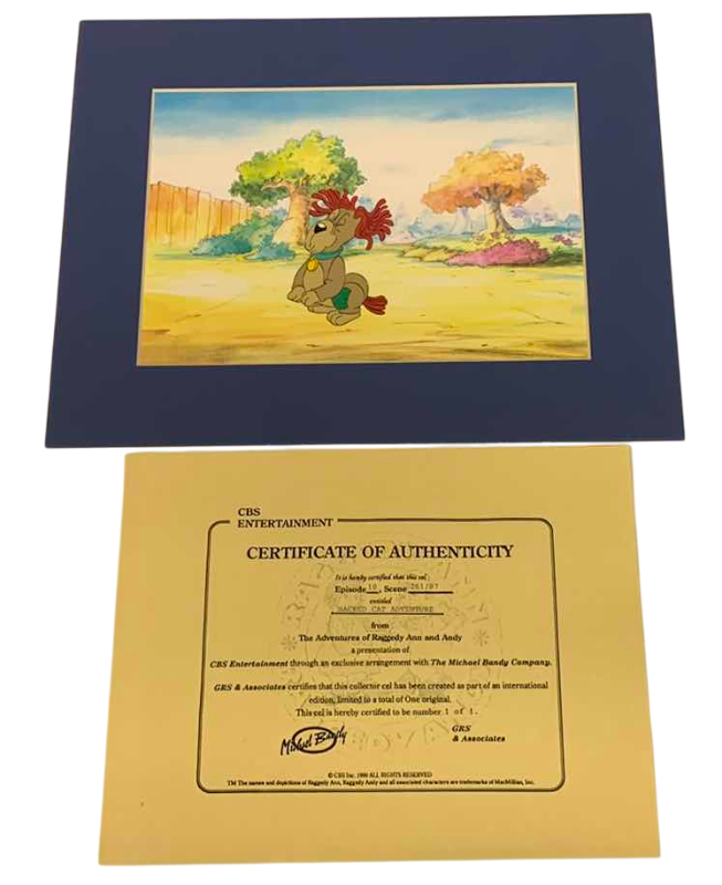 Photo 1 of VINTAGE COLLECTOR CELL WITH COA FROM THE ADVENTURES OF RAGGEDY ANN AND ANDY “SACRED CAT ADVENTURE” 14” X 11”