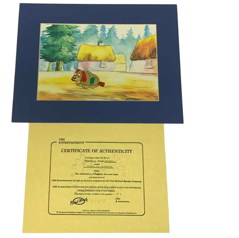 Photo 1 of VINTAGE COLLECTOR CELL WITH COA FROM THE ADVENTURES OF RAGGEDY ANN AND ANDY” SACRED CAT ADVENTURE“ 14” X 11”