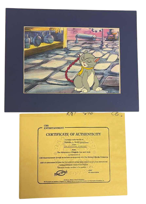 Photo 1 of VINTAGE COLLECTOR CELL WITH COA FROM THE ADVENTURES OF RAGGEDY ANN AND ANDY “THE PERRIWONK ADVENTURE” 14”X11”