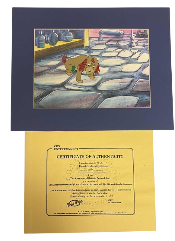 Photo 1 of VINTAGE COLLECTOR CELL WITH COA FROM THE ADVENTURES OF RAGGEDY ANN AND ANDY “SACRED CAT ADVENTURE” 14”X11”