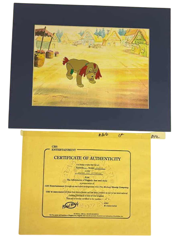 Photo 1 of VINTAGE COLLECTOR CELL WITH COA FROM THE ADVENTURES OF RAGGEDY ANN AND ANDY “SACRED CAT ADVENTURE” 14”X11”