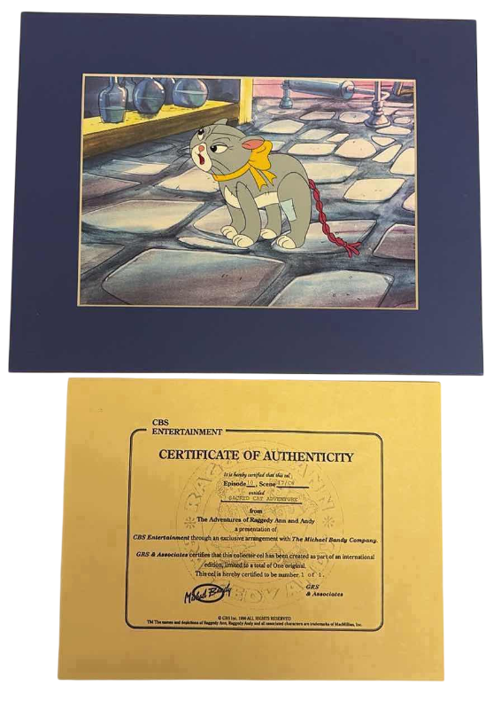 Photo 1 of VINTAGE COLLECTOR CELL WITH COA FROM THE ADVENTURES OF RAGGEDY ANN AND ANDY “SACRED CAT ADVENTURE” 14”X11”