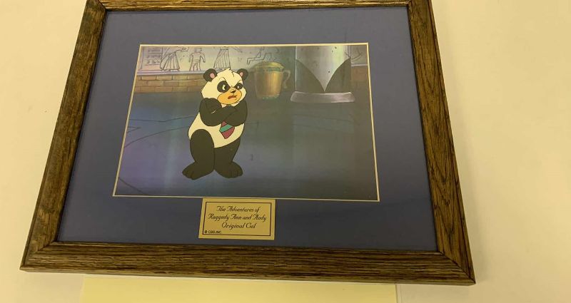 Photo 1 of FRAMED VINTAGE COLLECTOR CELL WITH COA FROM THE ADVENTURES OF RAGGEDY ANN AND ANDY “SACRED CAT ADVENTURE” 15” X 13”