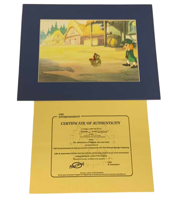 Photo 1 of VINTAGE COLLECTOR CELL WITH COA FROM THE ADVENTURES OF RAGGEDY ANN AND ANDY “THE PIRATE ADVENTURE” 14” X 11”
