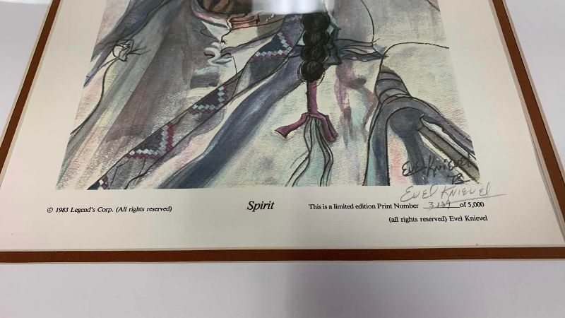 Photo 1 of VINTAGE EVEL KNIEVEL SIGNED AND NUMBERED MATTED PRINT 18” X 22”