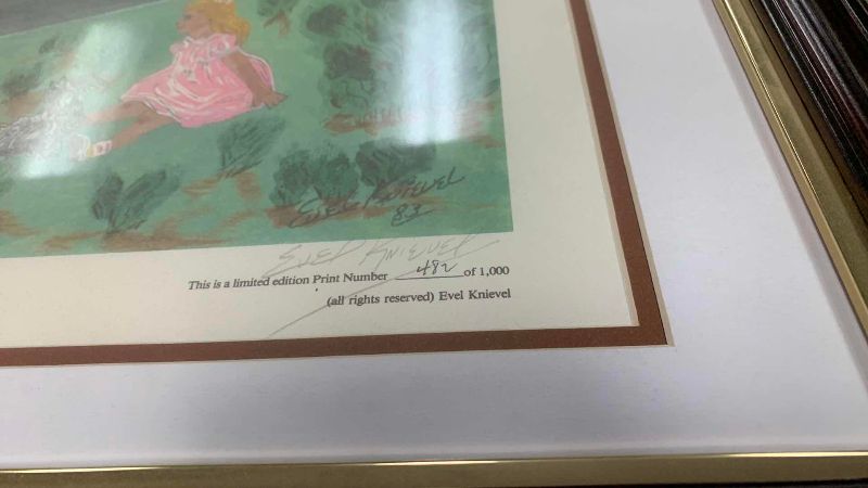 Photo 1 of VINTAGE EVEL KNIEVEL SIGNED AND NUMBERED PRINT 18” X 22”