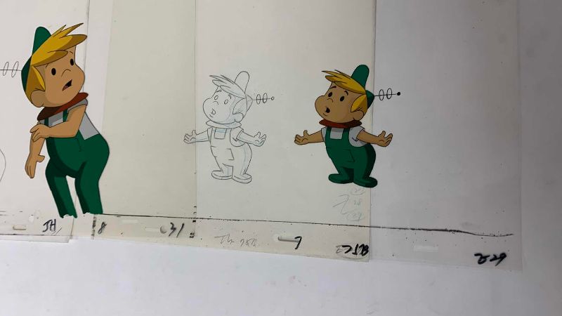 Photo 1 of 2-VINTAGE HANNA BARBERA HAND PAINTED ANIMATION CELS WITH ELROY FROM THE JETSONS 8” X 10”