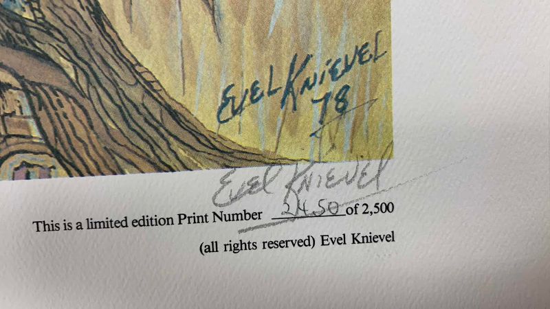 Photo 1 of 12-VINTAGE EVEL KNIEVEL SIGNED AND NUMBERED PRINTS “STANDING TALL” 13” X 18”