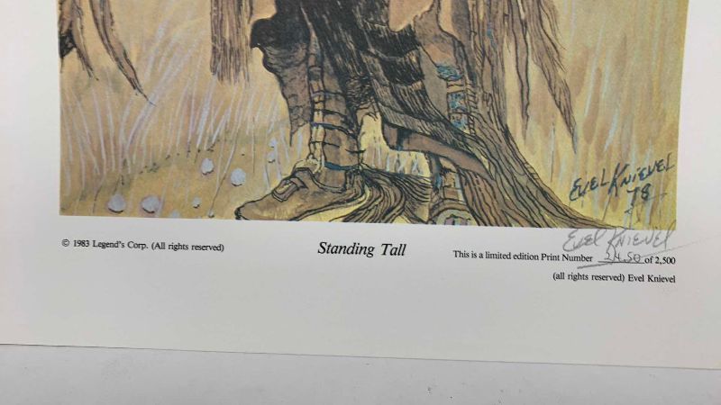 Photo 1 of 12-VINTAGE EVEL KNIEVEL SIGNED AND NUMBERED PRINTS “STANDING TALL” 13” X 18”