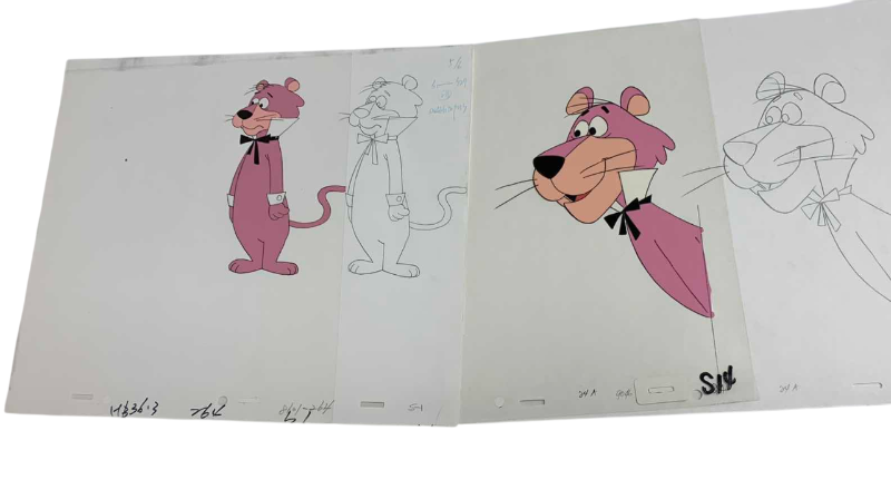 Photo 1 of 2-VINTAGE HANNA BARBERA HAND PAINTED ANIMATION CELS WITH SNAGGLEPUSS 8” X 10”