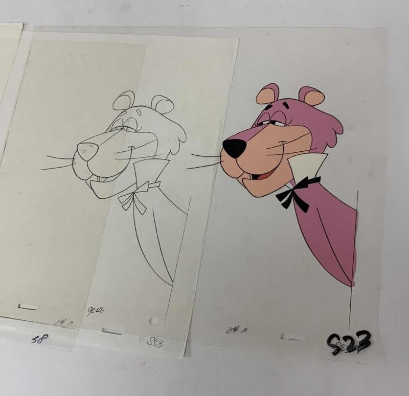 Photo 1 of 2-VINTAGE HANNA BARBERA HAND PAINTED ANIMATION CELS WITH SNAGGLEPUSS 8” X 10”
