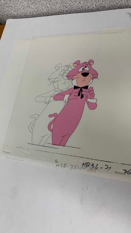 Photo 1 of 2-VINTAGE HANNA BARBERA HAND PAINTED ANIMATION CELS WITH SNAGGELPUSS 8” X 10”