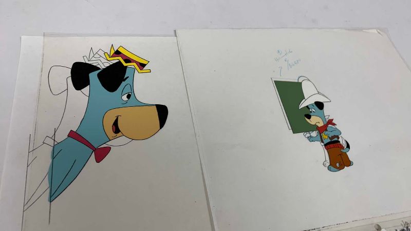 Photo 1 of VINTAGE HANNA BARBERA HAND PAINTED ANIMATION CEL WITH HUCKLEBERRY HOUND 8” X 10”