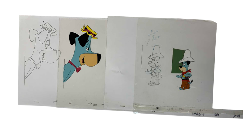 Photo 1 of VINTAGE HANNA BARBERA HAND PAINTED ANIMATION CEL WITH HUCKLEBERRY HOUND 8” X 10”
