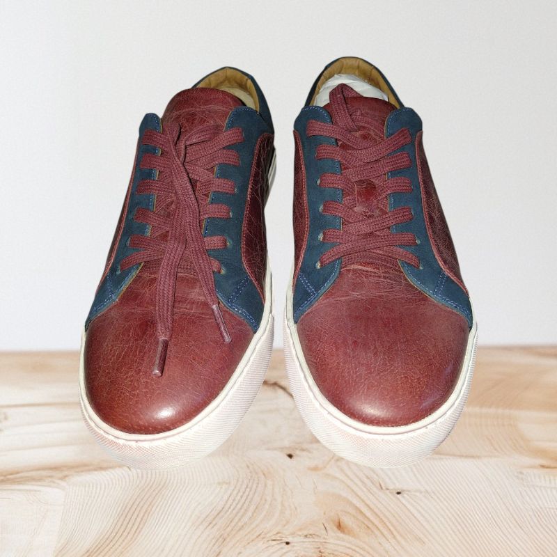 Photo 1 of BROTHERS UNITED MEN'S LEATHER LUXURY LACE UP COLORADA CLASSIC SNEAKER SHOES, SIZE 10.5